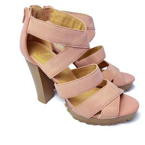 Report Women's Natural Tan Straps Platform Heels Size 7